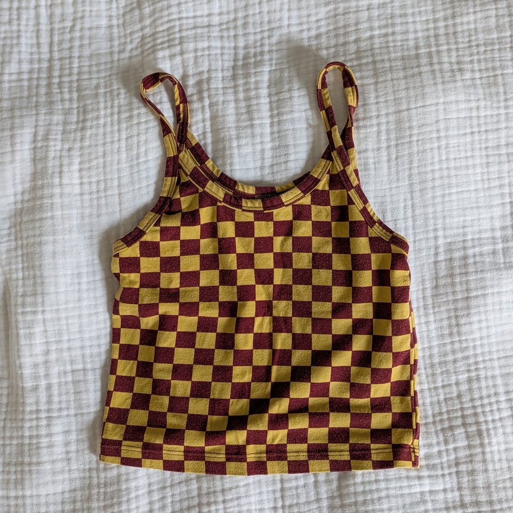 ARQ Mustard and Burgundy Checkered Top